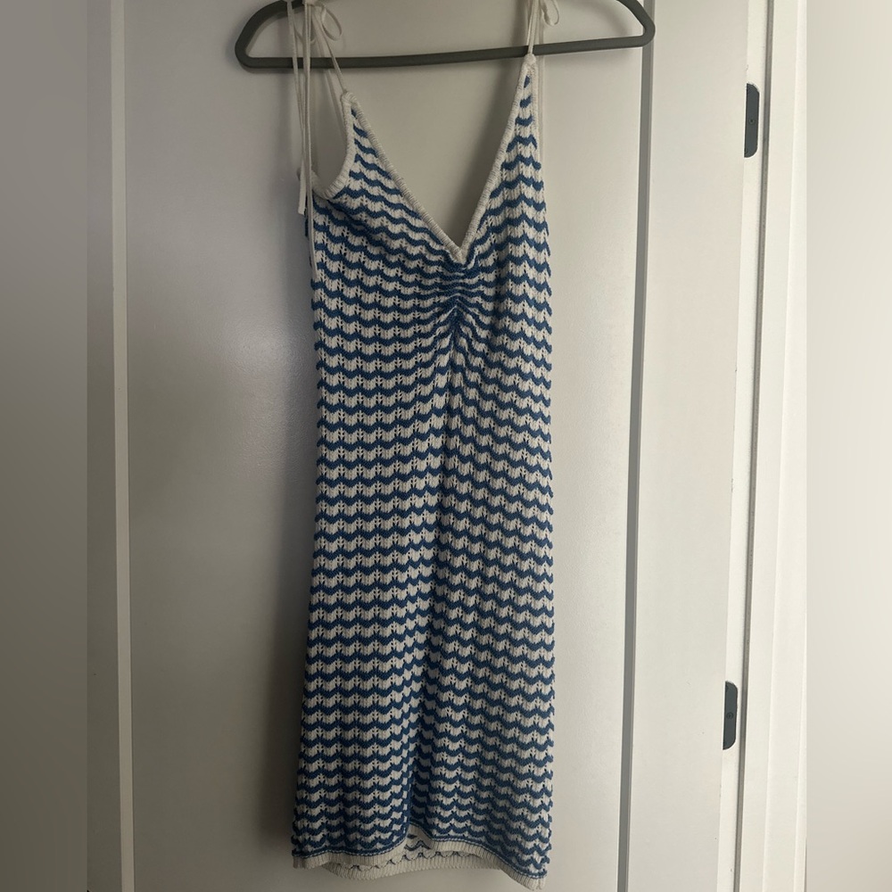 Blue and White Knit Dress